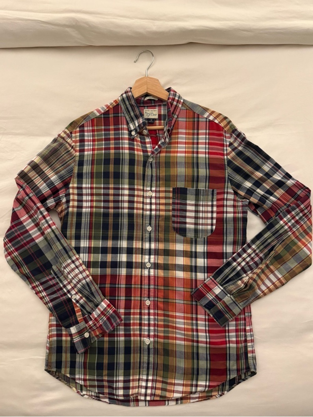 J. Crew Red and Navy Plaid Button-Down Shirt